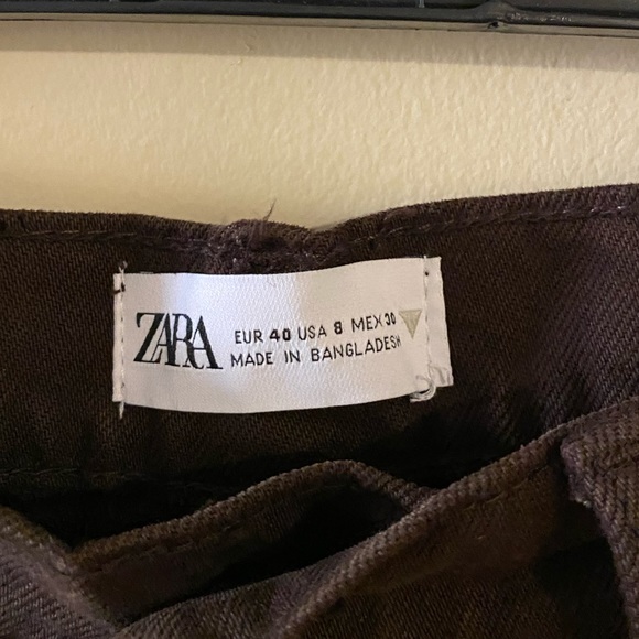 Zara: High Rise Straight Leg Jeans Chocolate - Picture 4 of 6